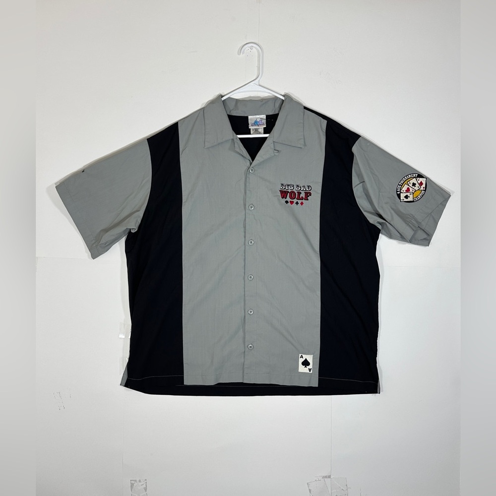 Vintage Disney Gray Big Bad Wolf Hold em Poker Club Shirt Sz XL Disneyland 1990s